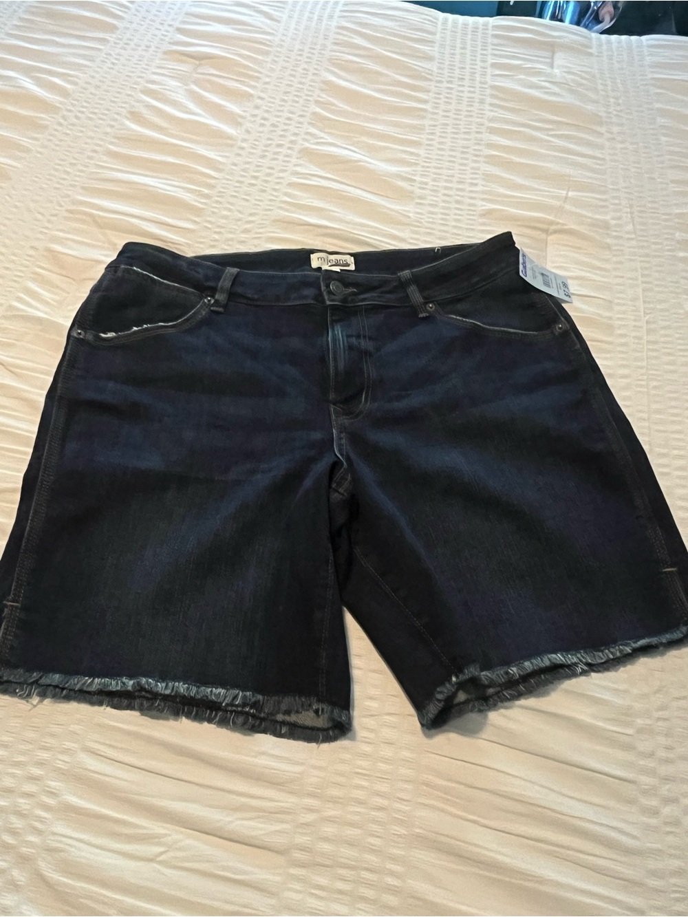 Maurices Dark Indigo Denim Bermuda Shorts with Raw Hem